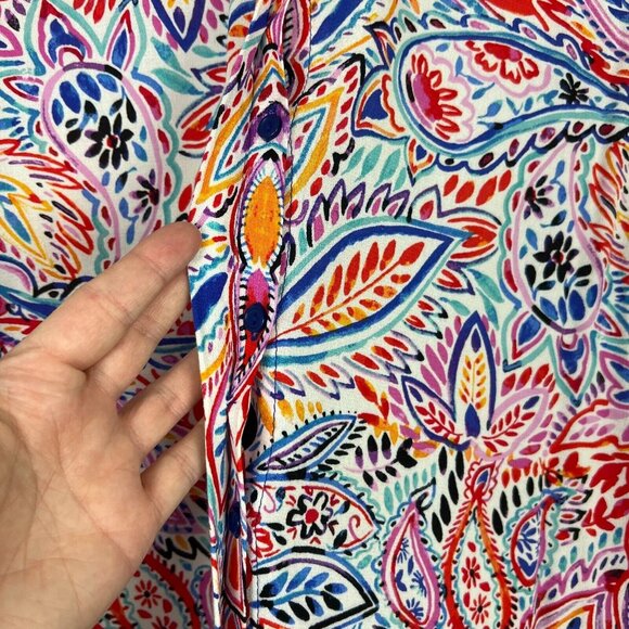 Cupio Tunic Top Womens XL Colorful Multicolor Floral Button Up 3/4‎ Sleeve Shirt - Picture 6 of 11